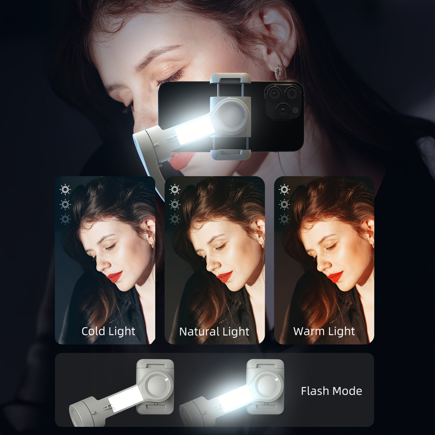 Cardan de suivi du visage avec IA, stabilisateur rotatif à 360°