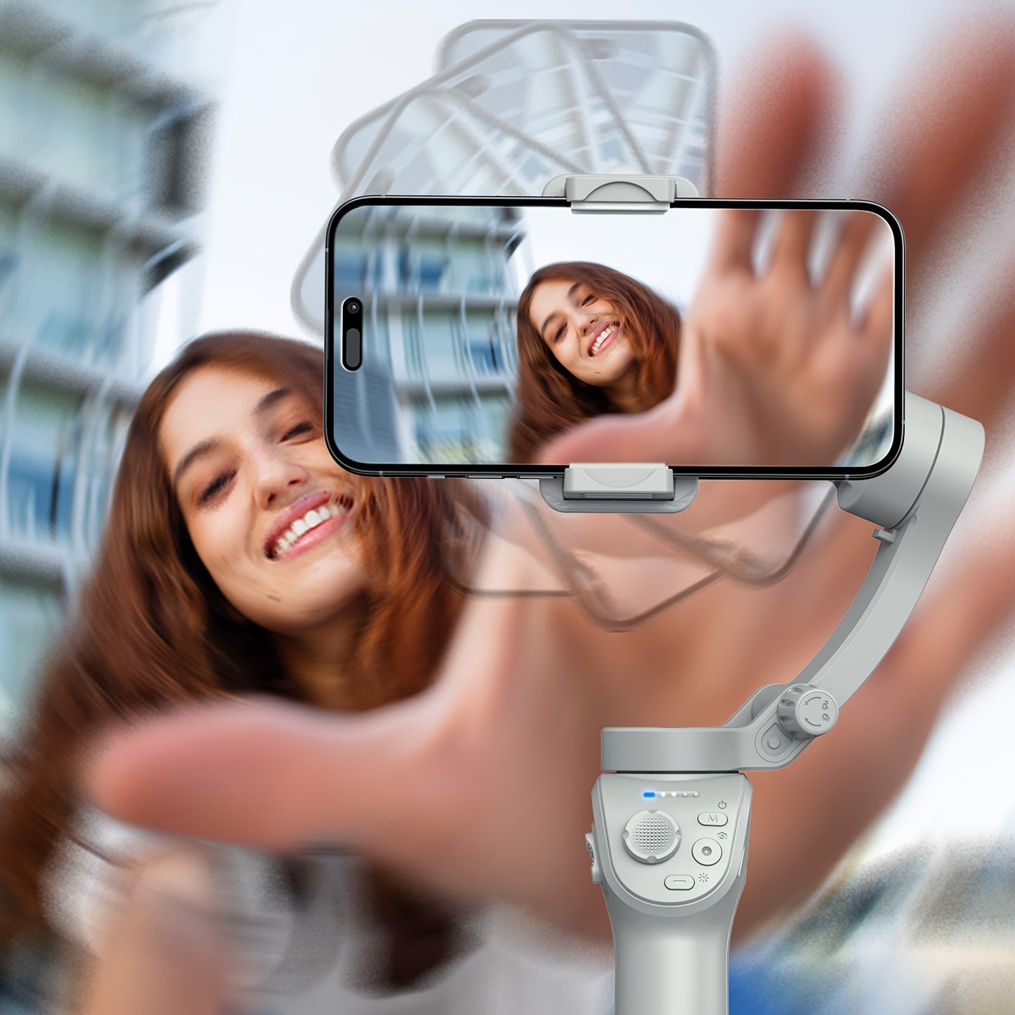 Cardan de suivi du visage avec IA, stabilisateur rotatif à 360°