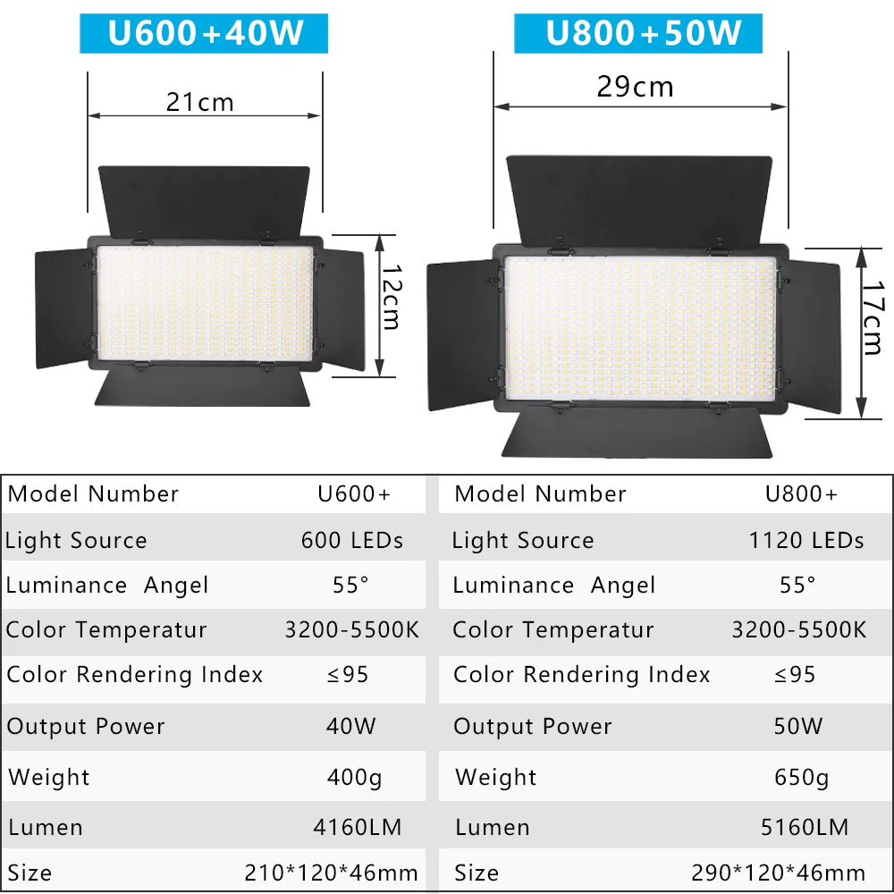 Lampe de studio photo LED U800
