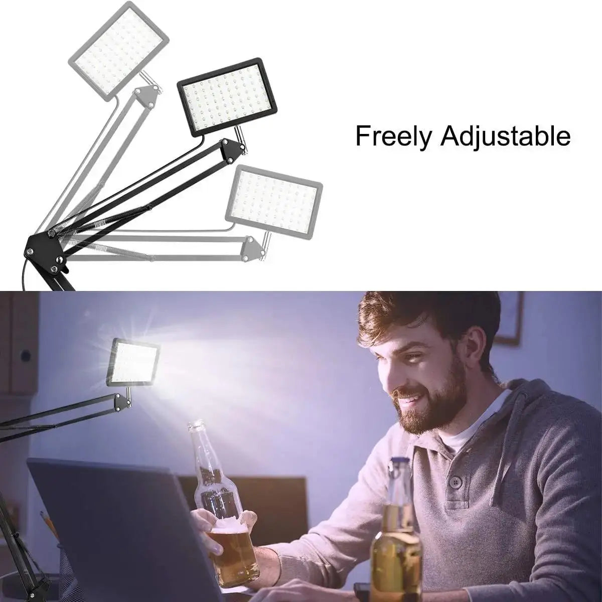 Lampe LED pour photographie, avec support à bras ciseaux