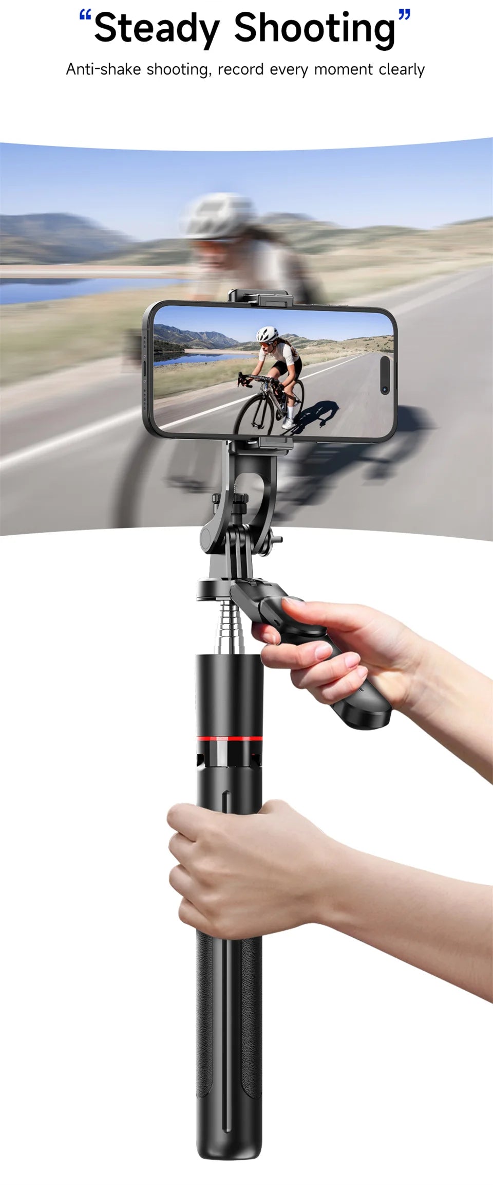 Perche à selfie de 1708 mm de long avec trépied , télécommande Bluetooth