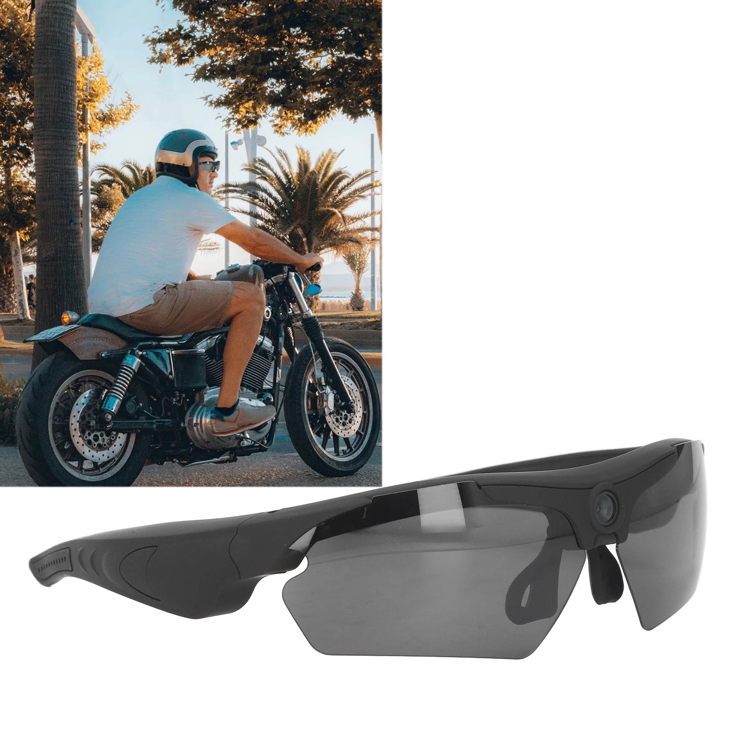 Lunettes de soleil avec caméra, enregistrement vidéo Full HD 1080p