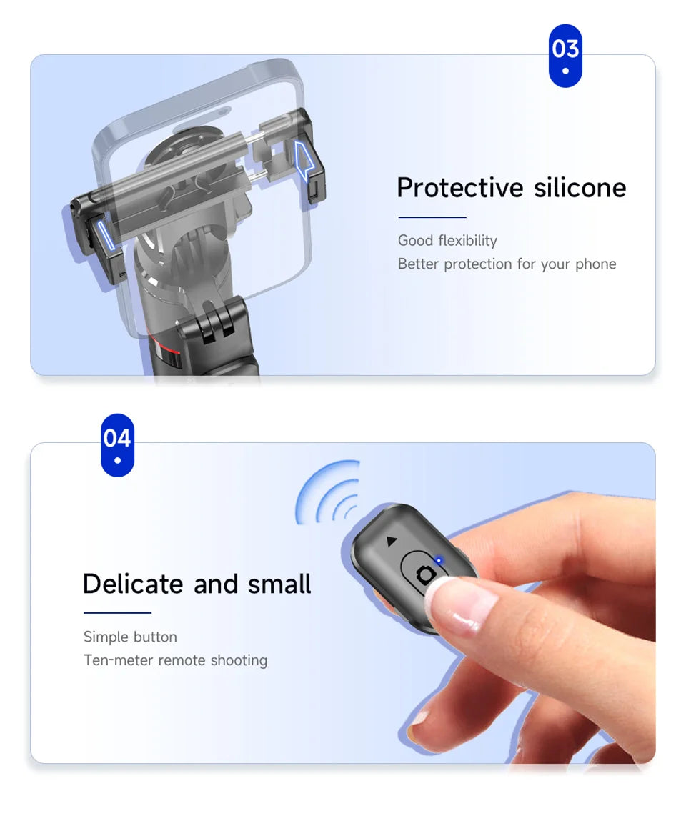 Perche à selfie de 1708 mm de long avec trépied , télécommande Bluetooth