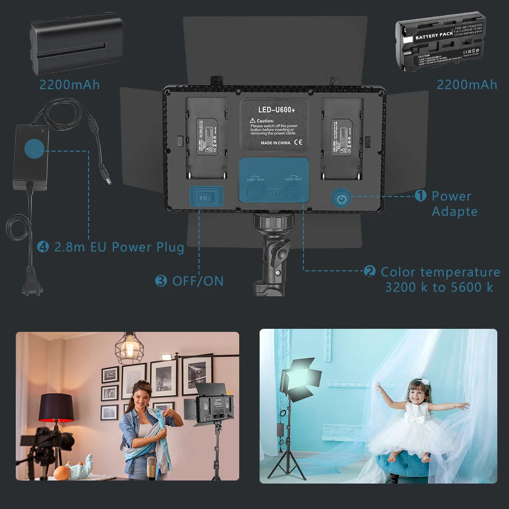 Lampe de studio photo LED U800