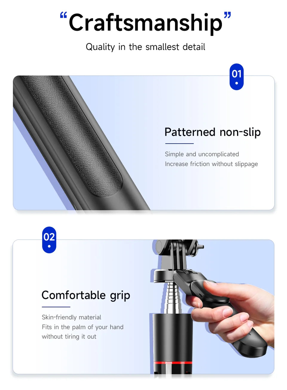 Perche à selfie de 1708 mm de long avec trépied , télécommande Bluetooth