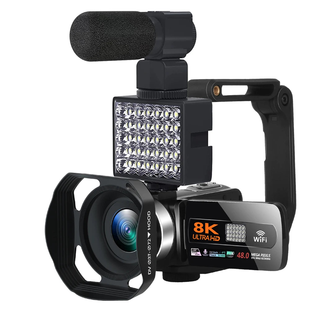 Caméra vidéo numérique HDR 8K, vision nocturne, webcam WIFI 48 MP