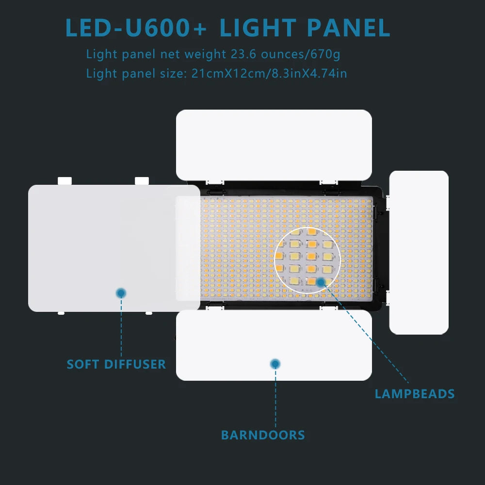 Lampe de studio photo LED U800