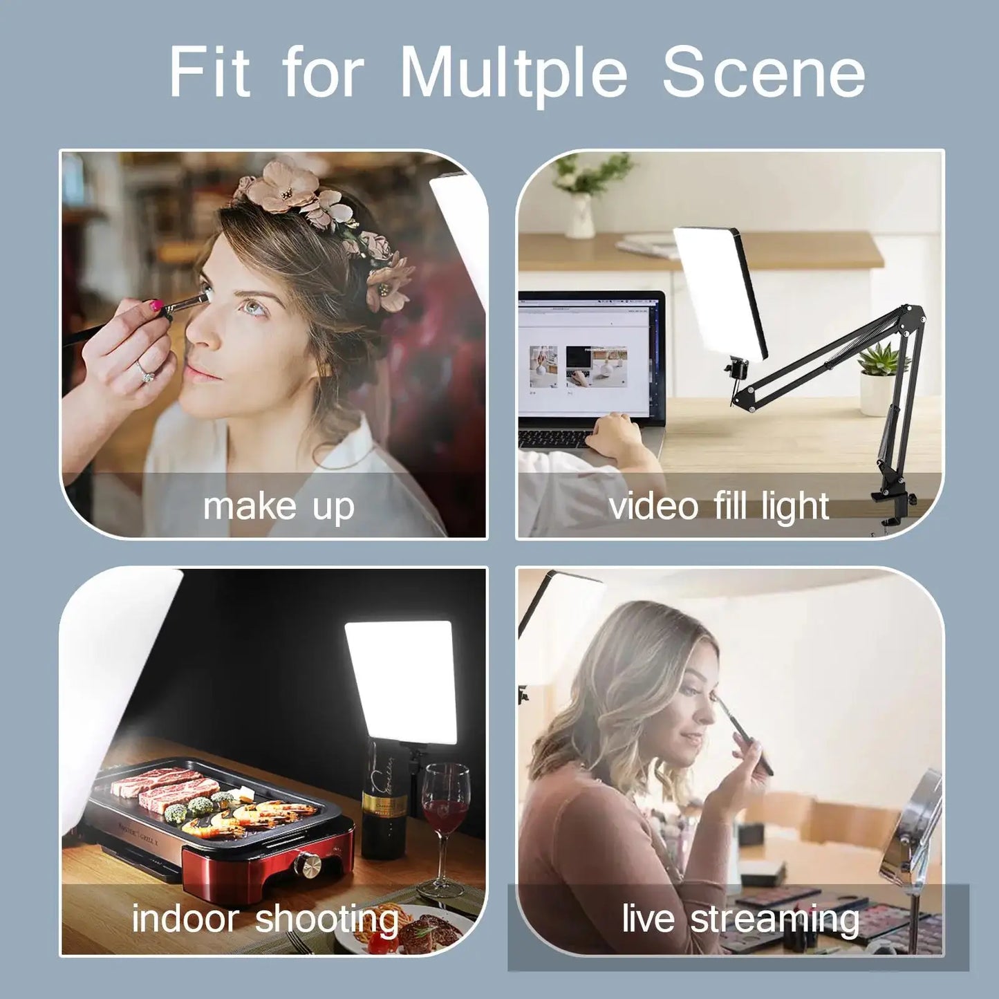 Lampe LED pour photographie, avec support à bras ciseaux