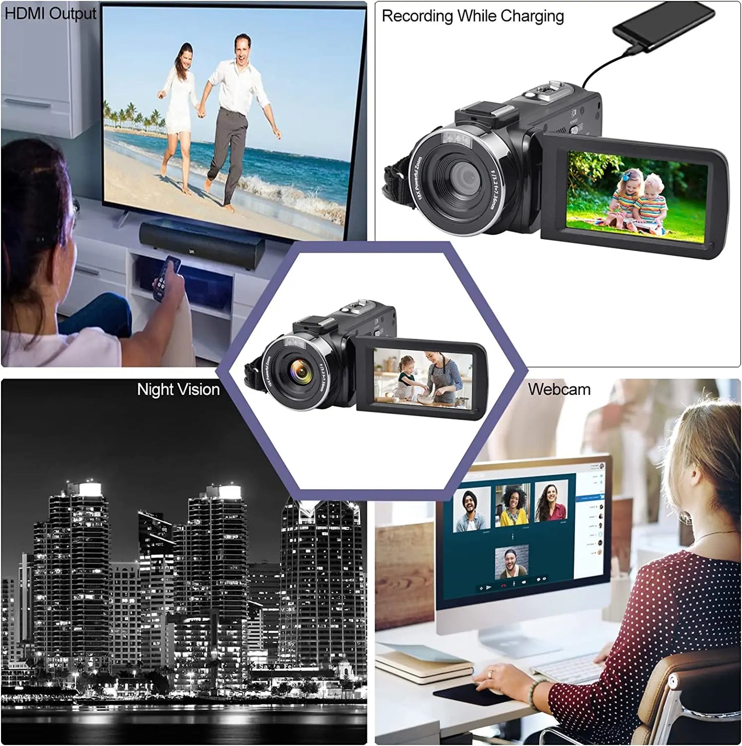 Caméra vidéo numérique HDR 8K, vision nocturne, webcam WIFI 48 MP