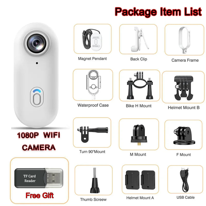 Mini caméra d'action 4K HD 1080P, sans fil, Wi-Fi