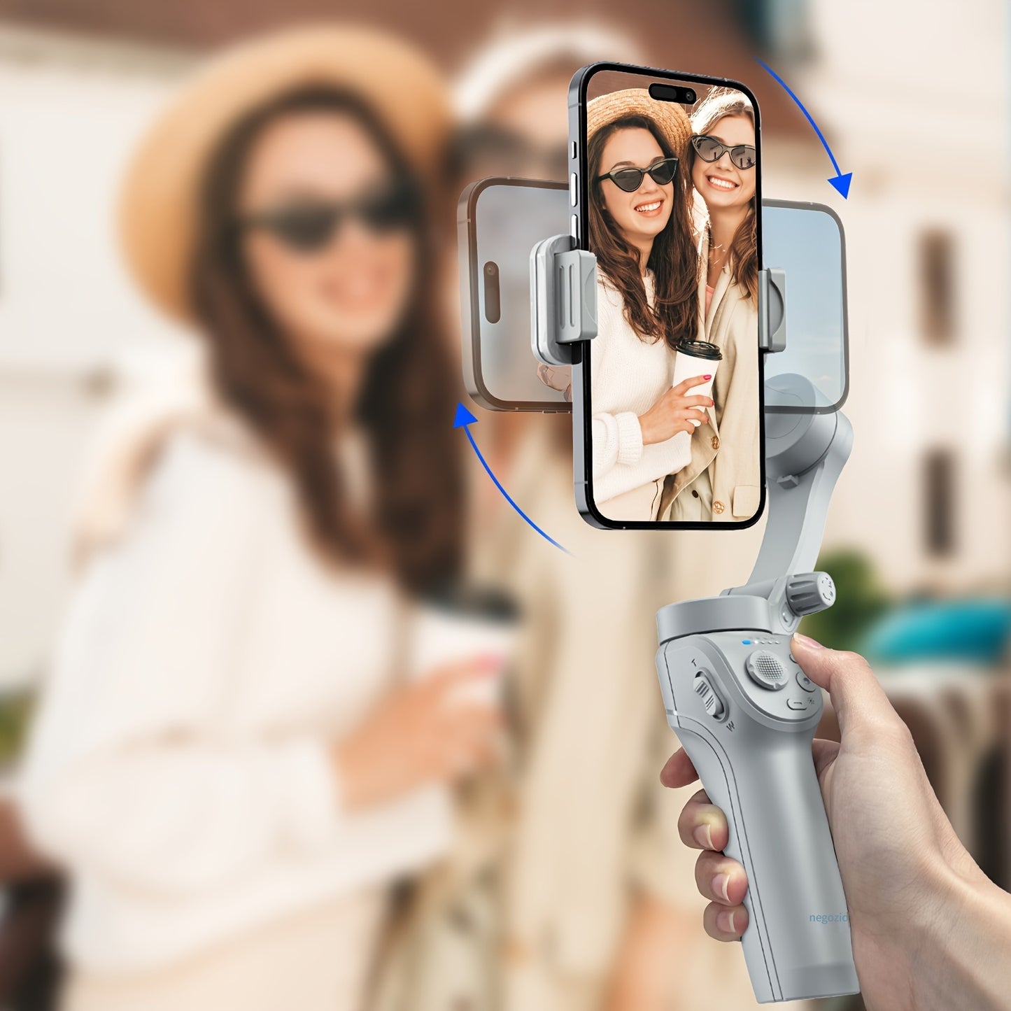 Cardan de suivi du visage avec IA, stabilisateur rotatif à 360°