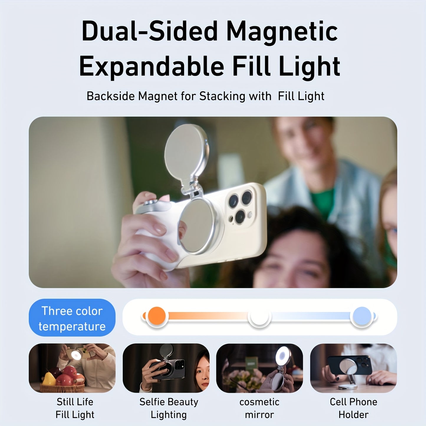 Poignée d'appareil photo magnétique pour iPhone et Android avec bouton d'obturateur sans fil détachable