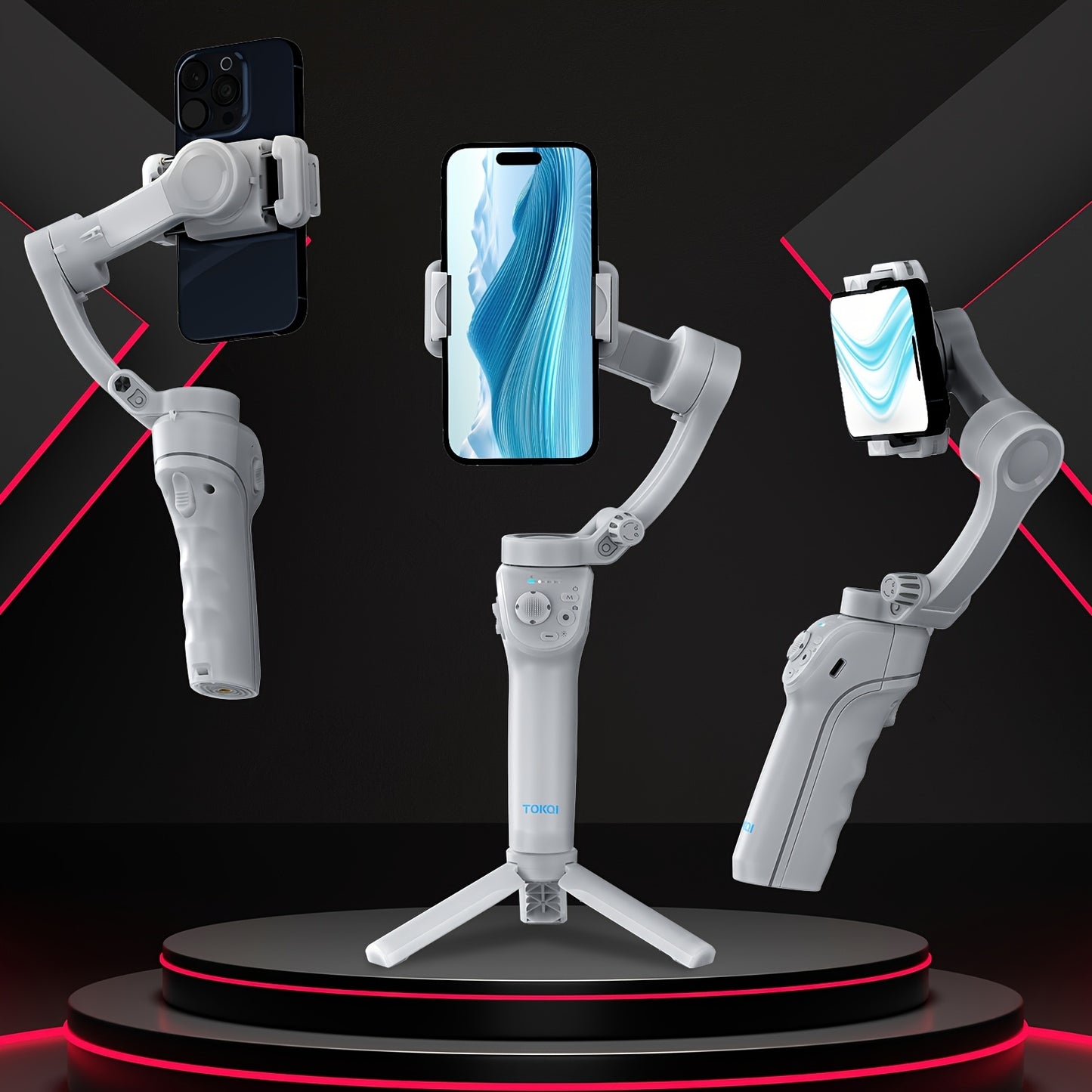 Cardan de suivi du visage avec IA, stabilisateur rotatif à 360°