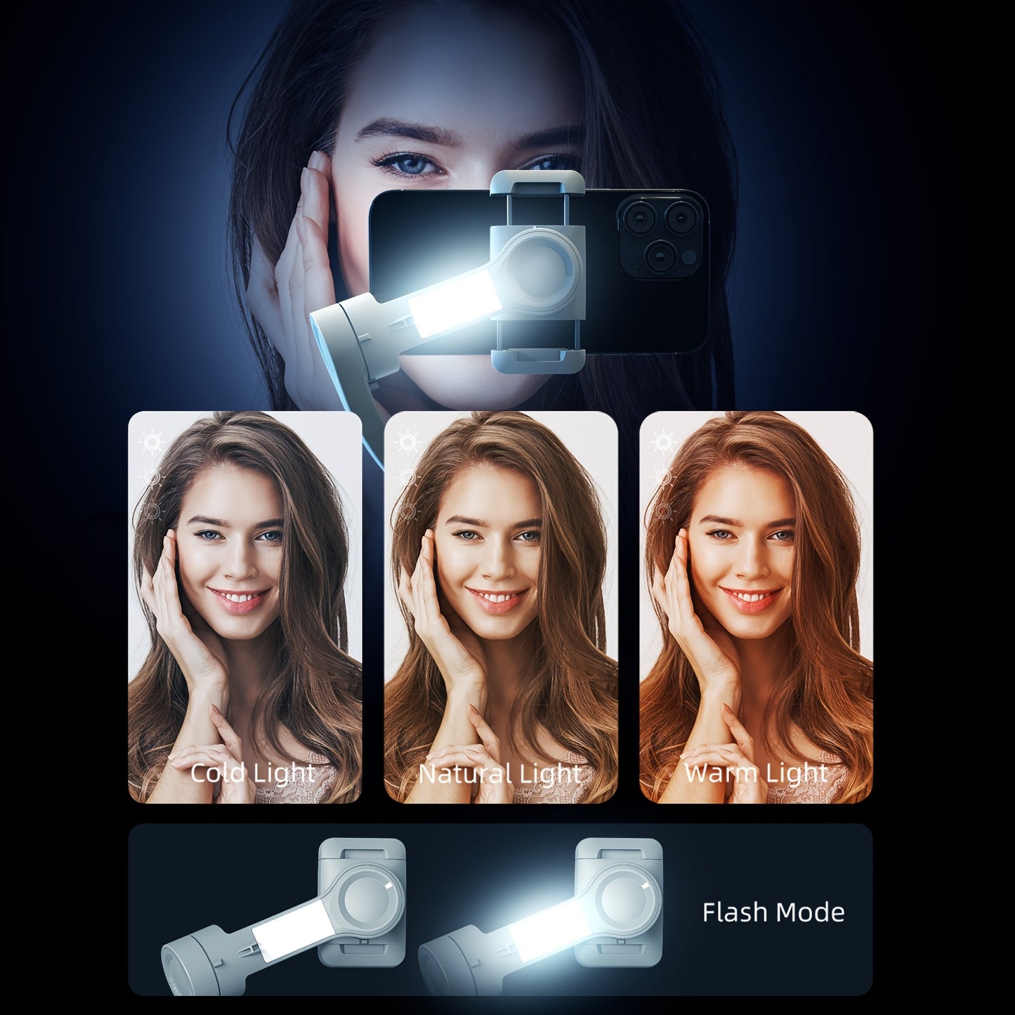 Cardan de suivi du visage avec IA, stabilisateur rotatif à 360°