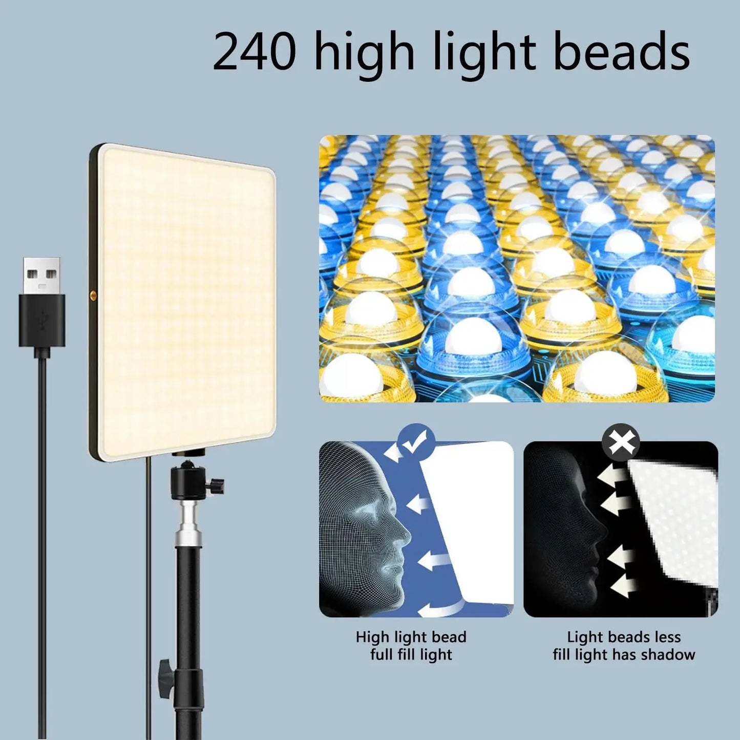 Lampe LED pour photographie, avec support à bras ciseaux