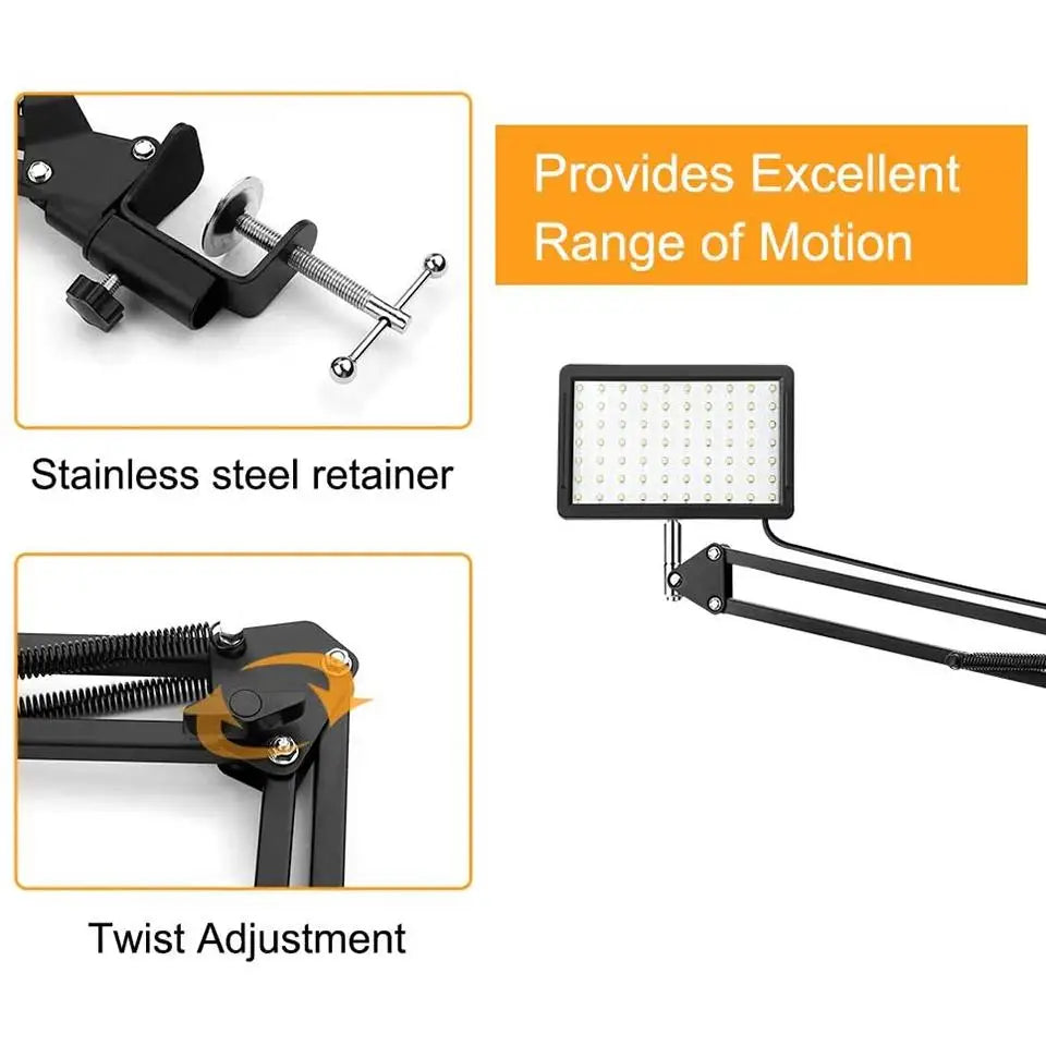 Lampe LED pour photographie, avec support à bras ciseaux