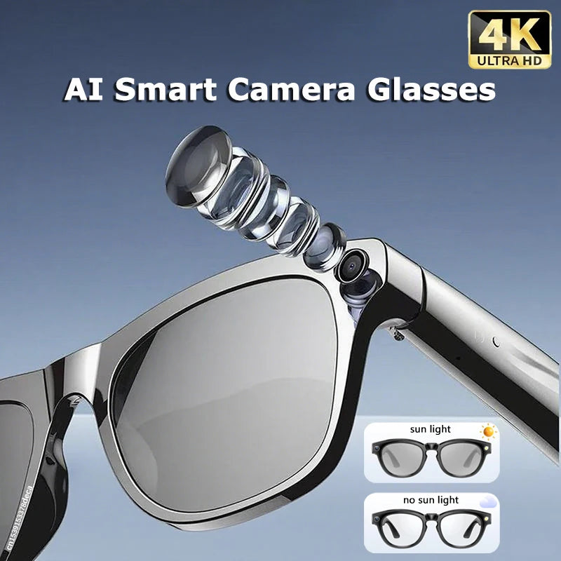 Lunettes photochromiques intelligentes 4K avec IA