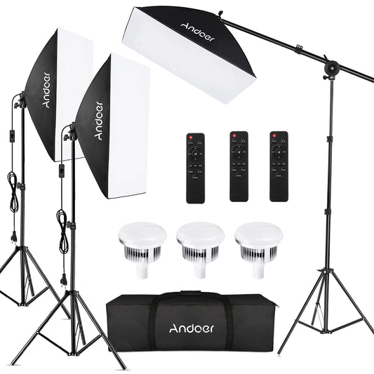 Kit d'éclairage pour studio photo, boîte à lumière avec LED bicolore 85 W 2800 K-5700 K