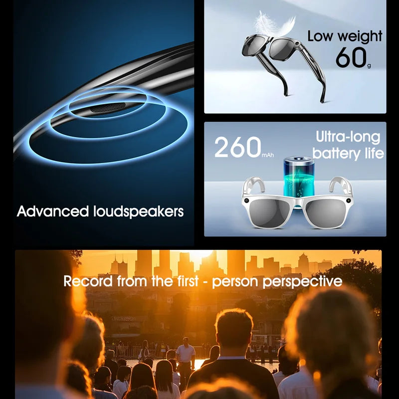 Lunettes photochromiques intelligentes 4K avec IA