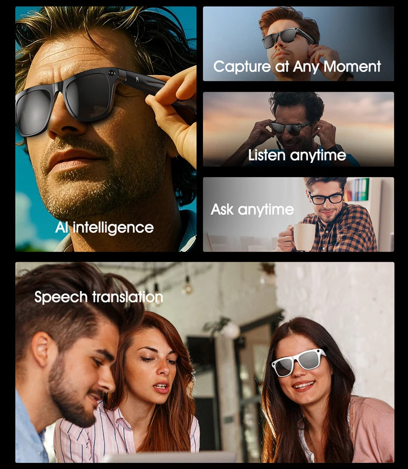 Lunettes photochromiques intelligentes 4K avec IA