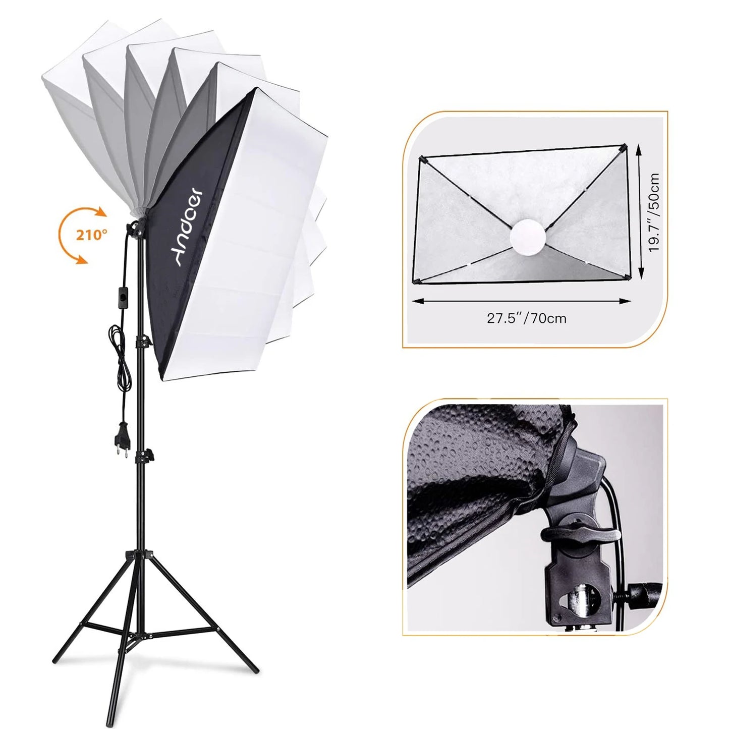 Kit d'éclairage pour studio photo, boîte à lumière avec LED bicolore 85 W 2800 K-5700 K