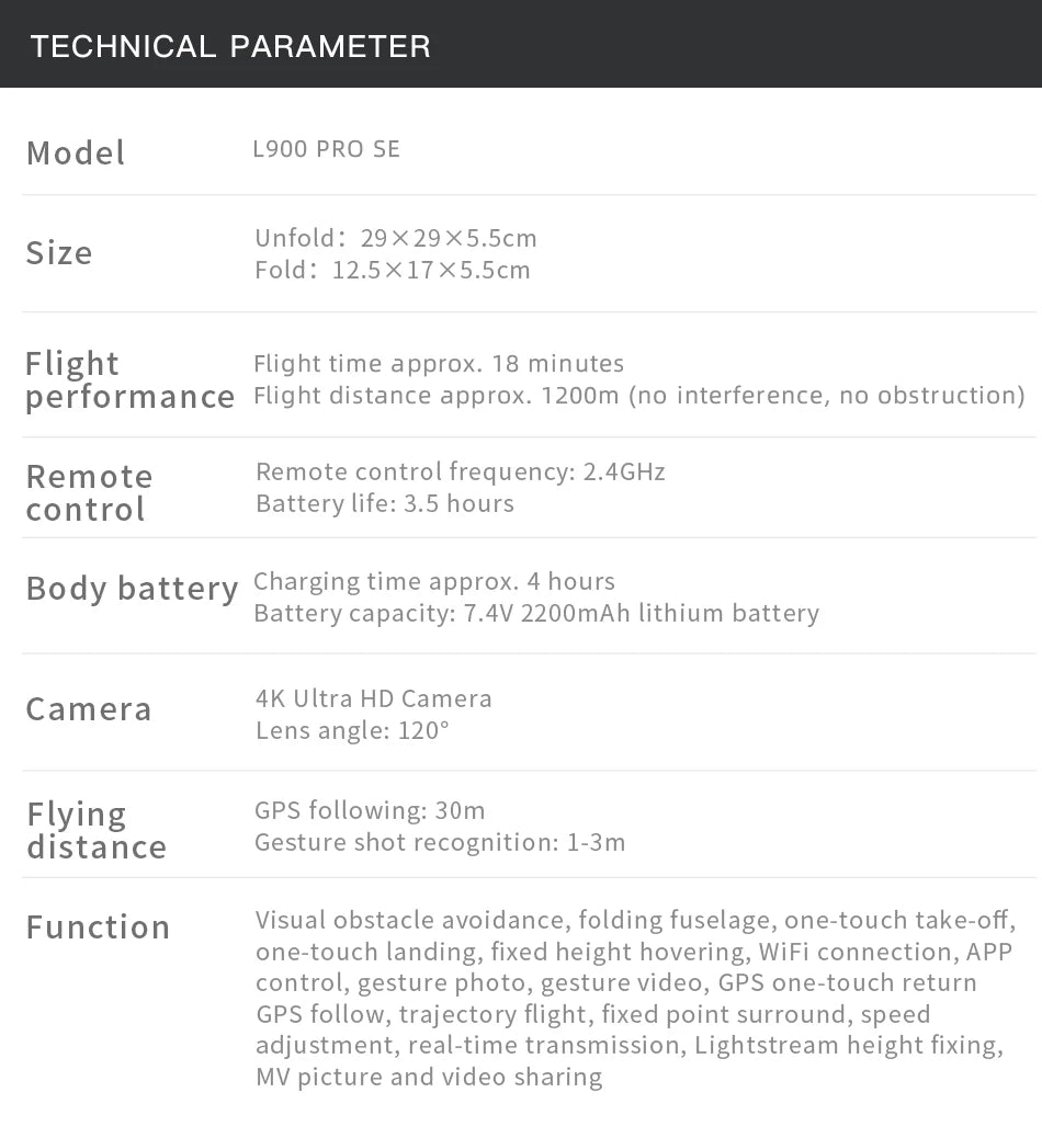Drone GPS LYZRC L900 PRO SE 4K professionnel