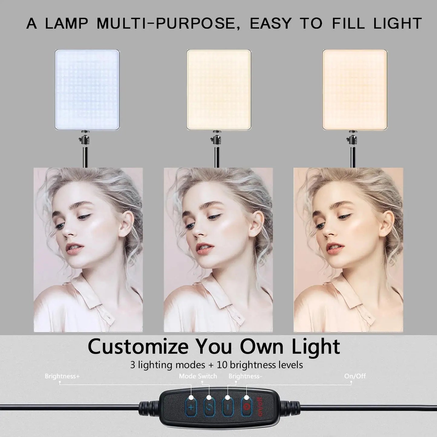 Lampe LED pour photographie, avec support à bras ciseaux