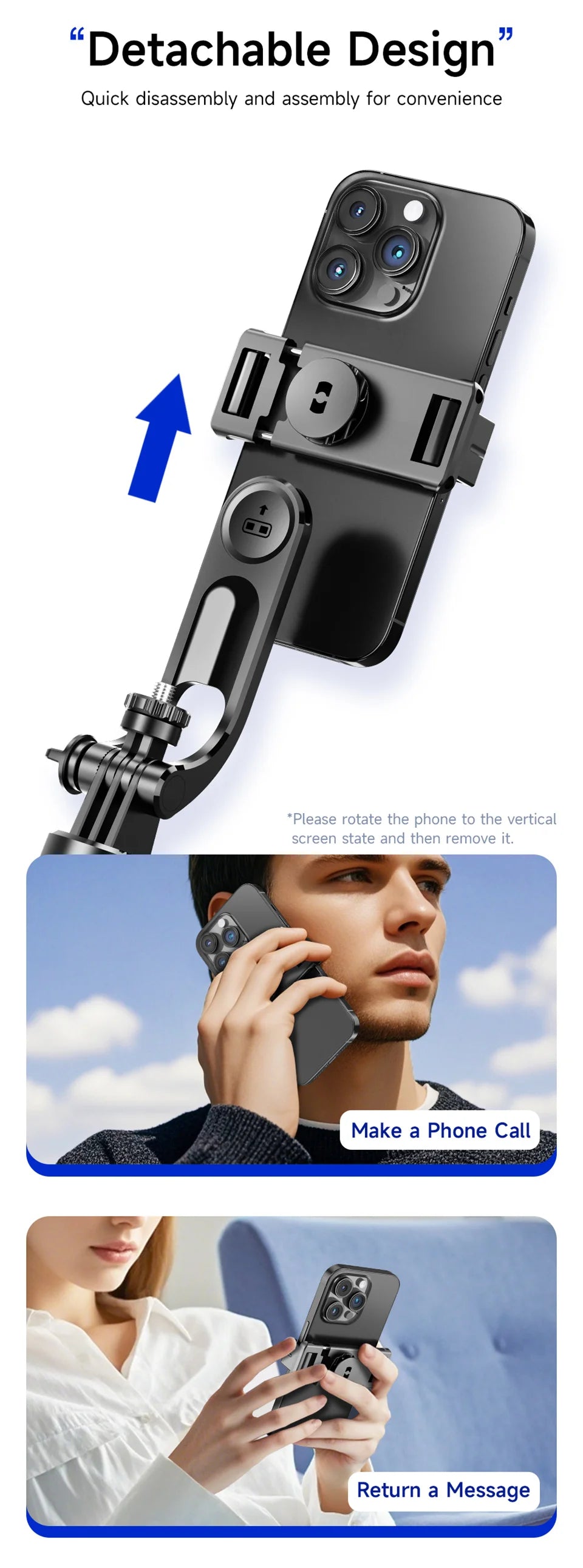 Perche à selfie de 1708 mm de long avec trépied , télécommande Bluetooth