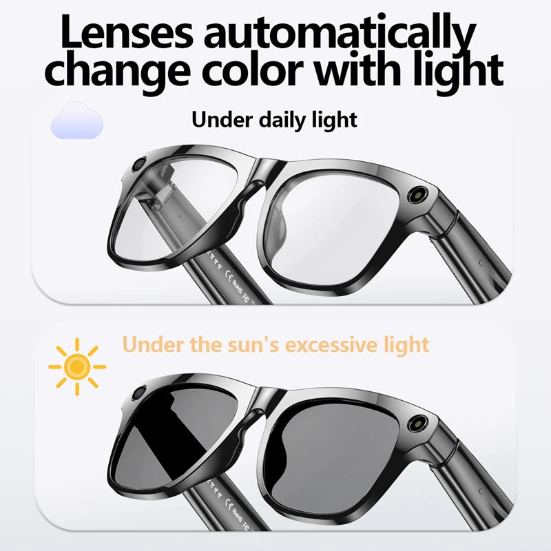 Lunettes photochromiques intelligentes 4K avec IA