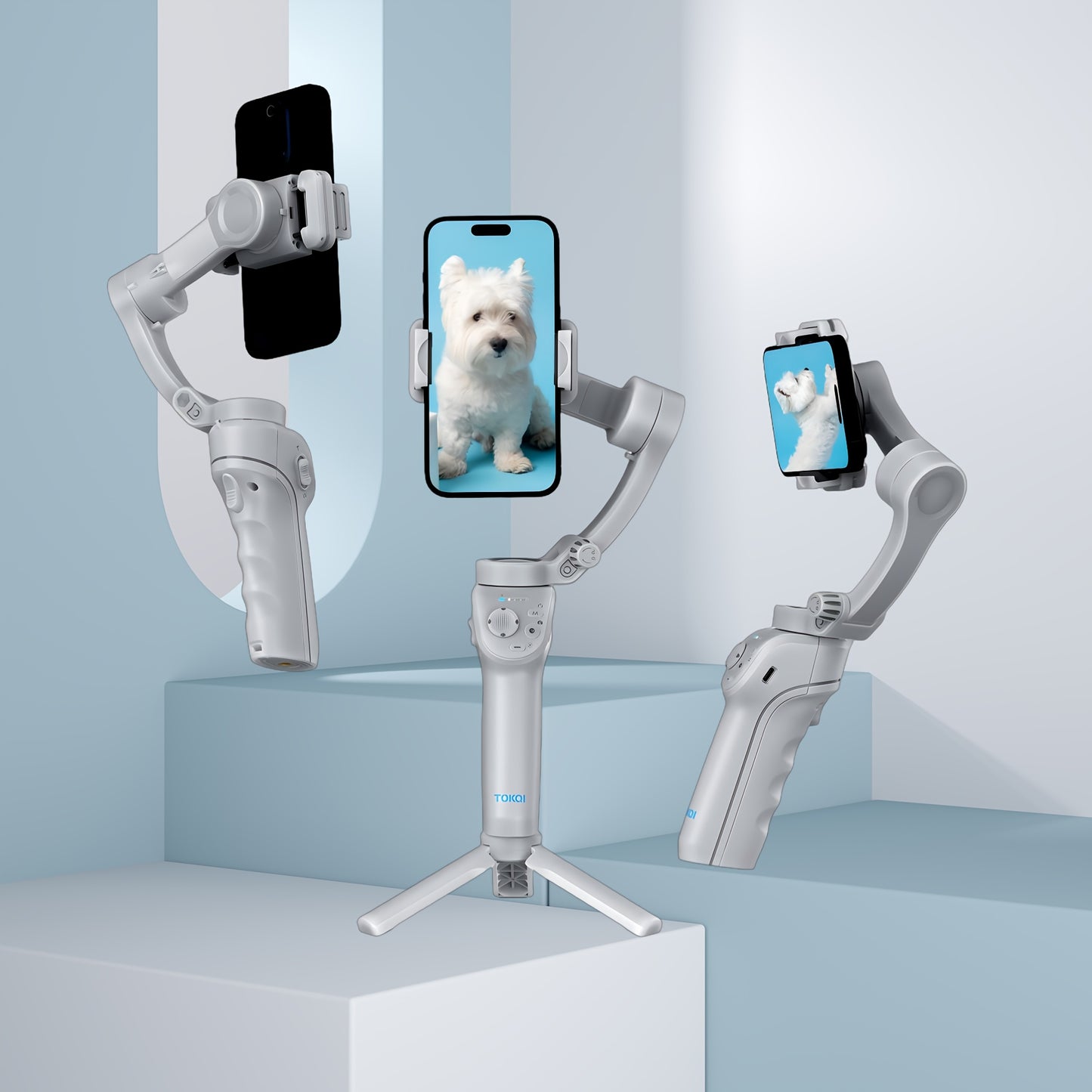 Cardan de suivi du visage avec IA, stabilisateur rotatif à 360°