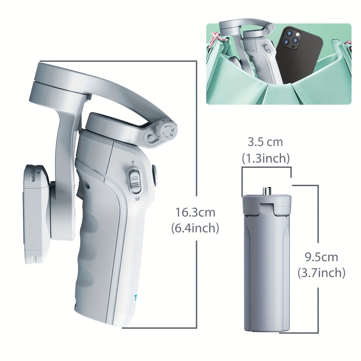Cardan de suivi du visage avec IA, stabilisateur rotatif à 360°